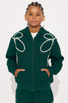Mini Soho Weave Applique Textured Zip Hoodie