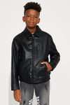 Mini Embroidered Skull Faux Leather Jacket