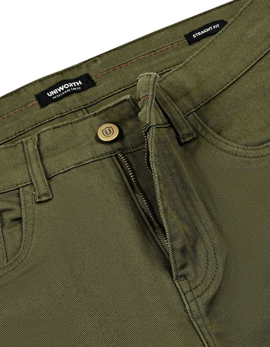 Olive Straight Fit Denim