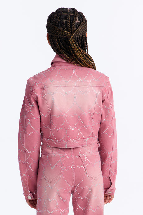Mini Breaking My Heart Embellished Denim Jacket