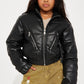 Mini Puff Baby Faux Leather Bomber Jacket