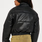 Mini Puff Baby Faux Leather Bomber Jacket