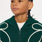 Mini Soho Weave Applique Textured Zip Hoodie