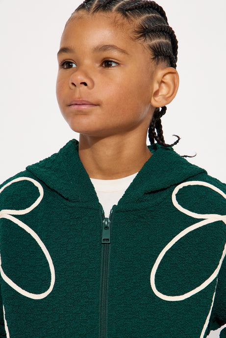 Mini Soho Weave Applique Textured Zip Hoodie