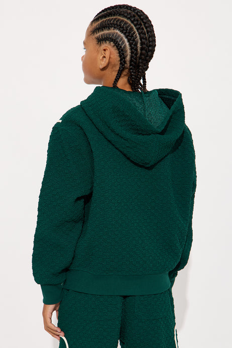 Mini Soho Weave Applique Textured Zip Hoodie