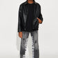 Mini Embroidered Skull Faux Leather Jacket