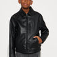 Mini Embroidered Skull Faux Leather Jacket