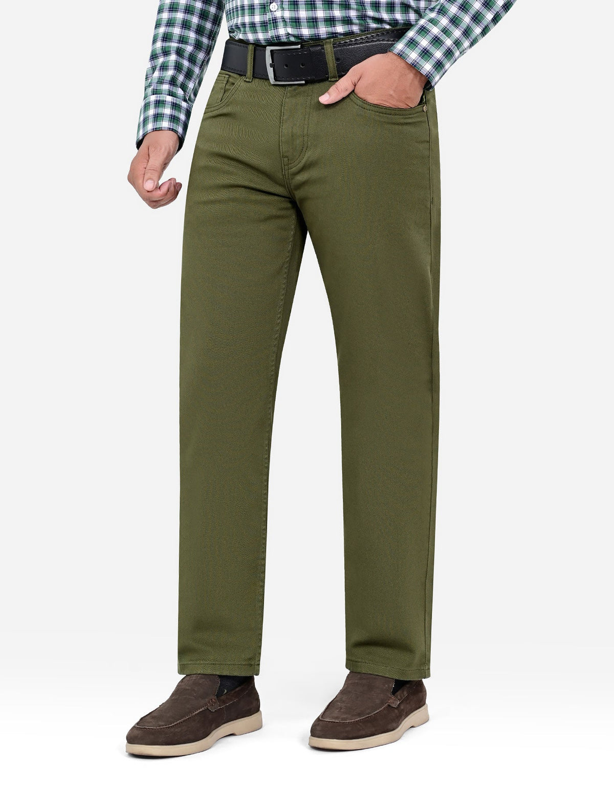 Olive Straight Fit Denim