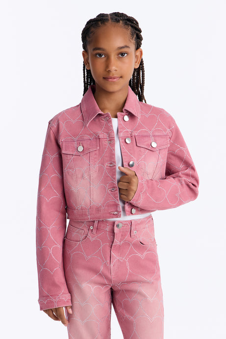 Mini Breaking My Heart Embellished Denim Jacket